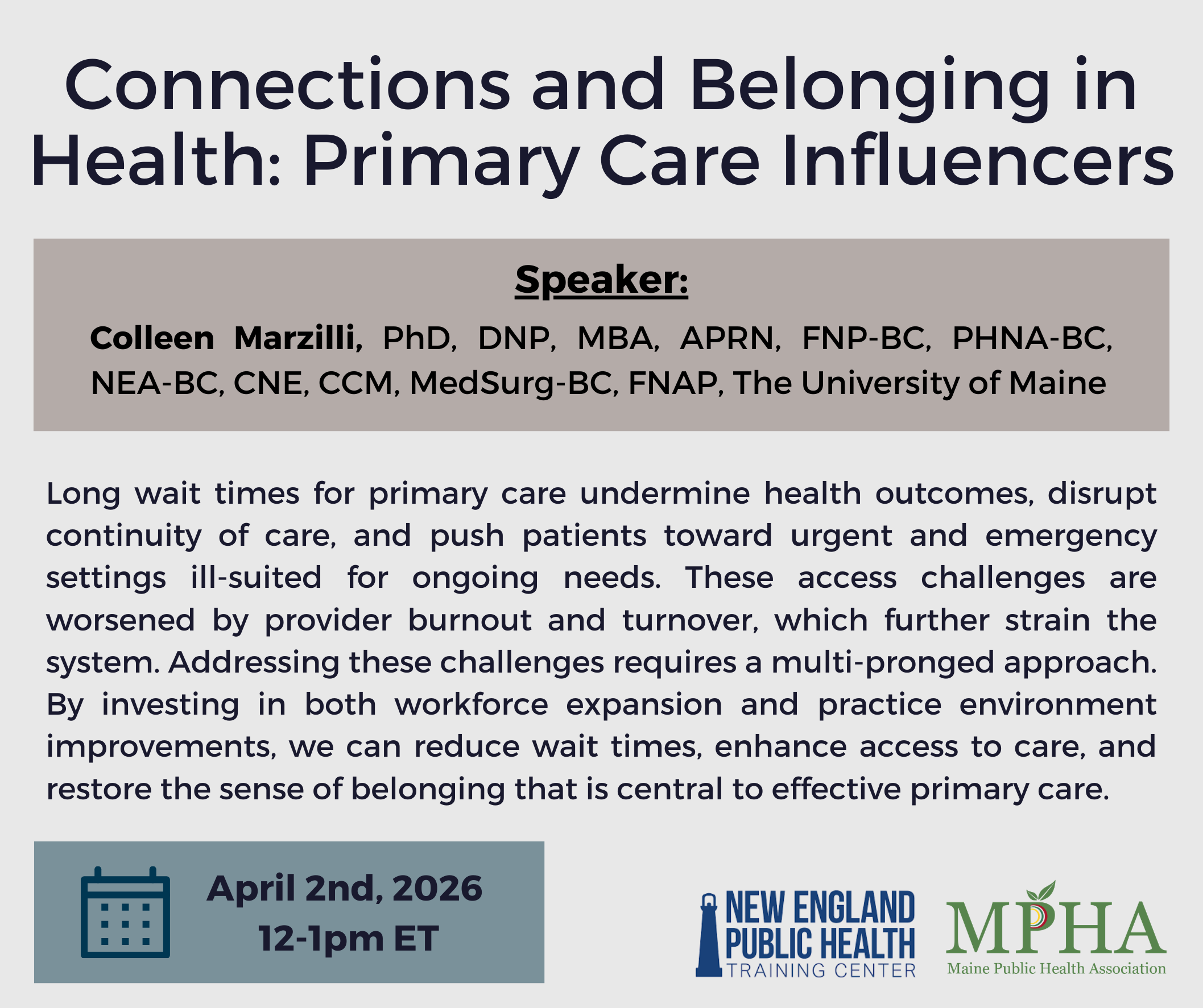 2026 April Webinar Connections and Belonging in Health Primary Care Influencers