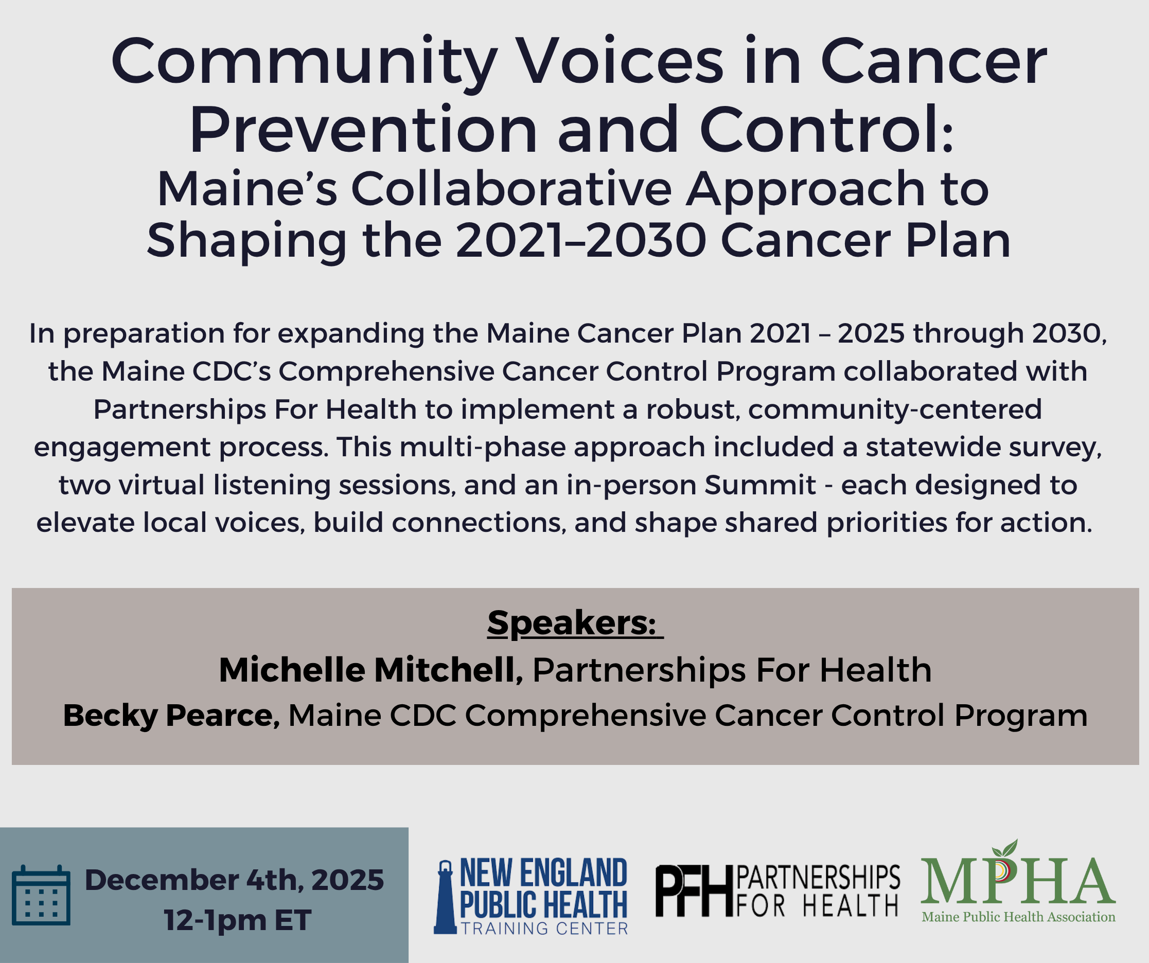December 2025 Community Voices in Cancer Prevention and Control