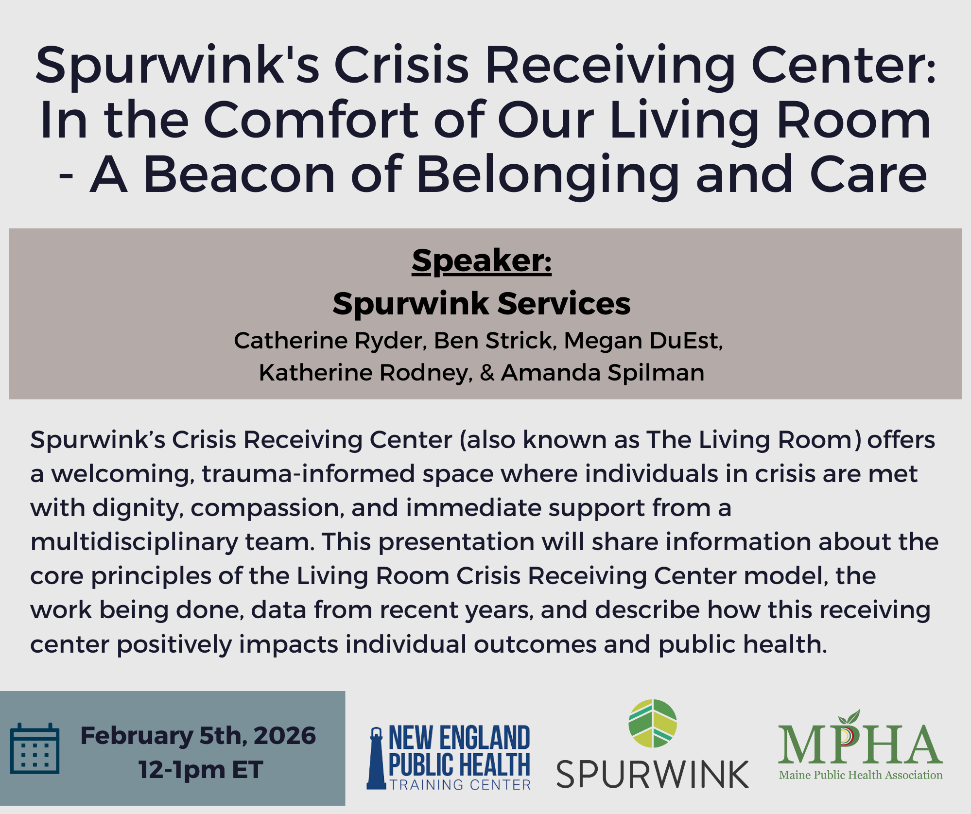 February 2026 Spurwinks Crisis Receiving Center