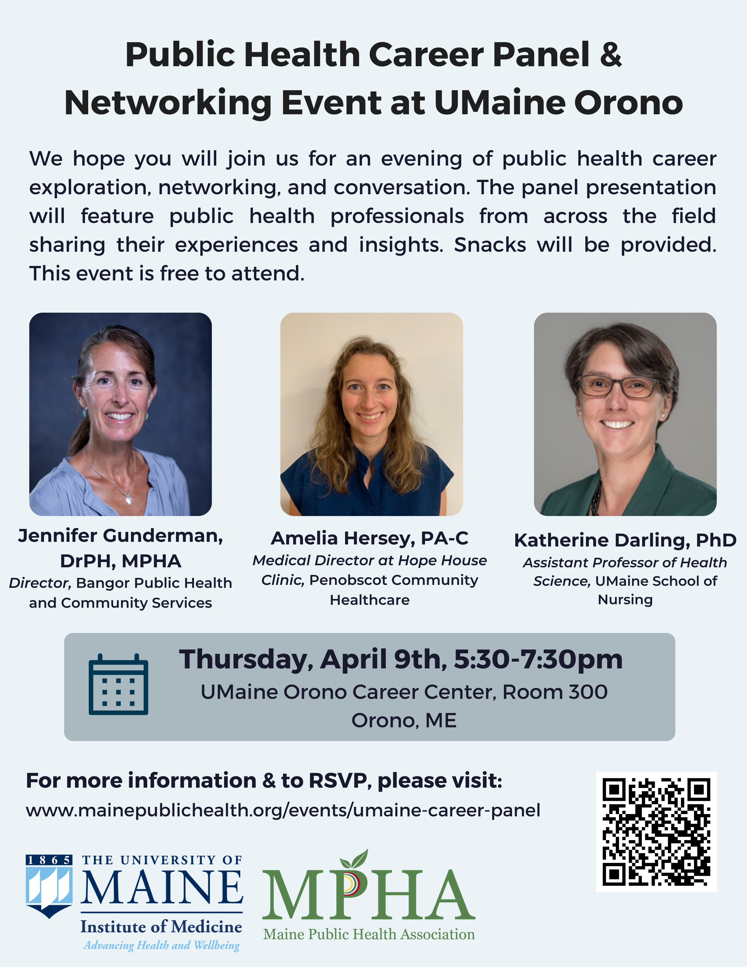 MPHA U Maine Orono Public Health Career Panel Networking Event 4 9 26