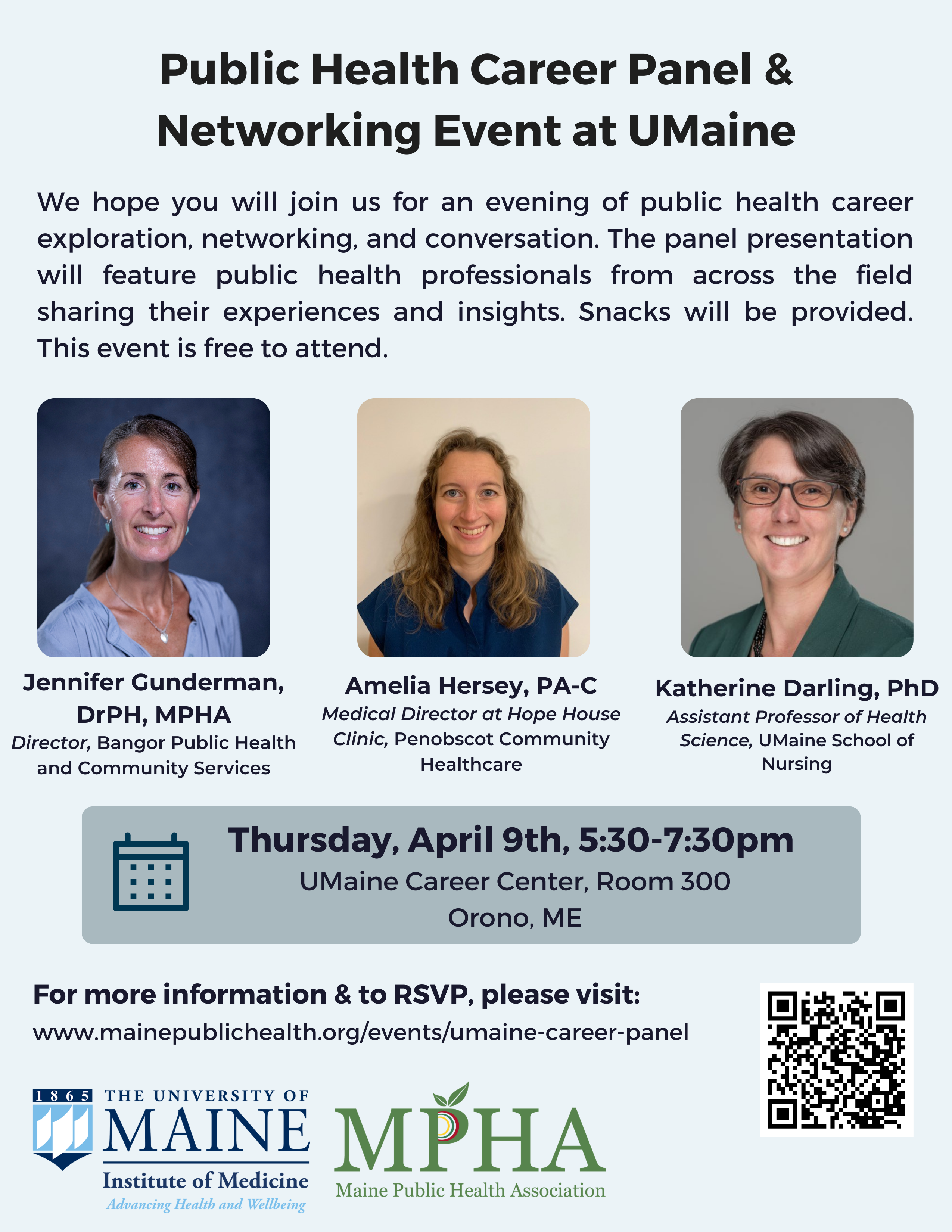 MPHA U Maine Public Health Career Panel Networking Event 4 9 26